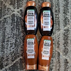4 Garnier Whole Blends Coconut Oil & Cocoa Butter Smoothing Shampoo/Conditioner